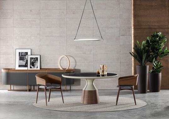 Обеденный стол круглый Canazei от фабрики Meroni Colzani