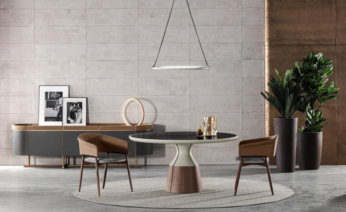 Обеденный стол круглый Canazei от фабрики Meroni Colzani