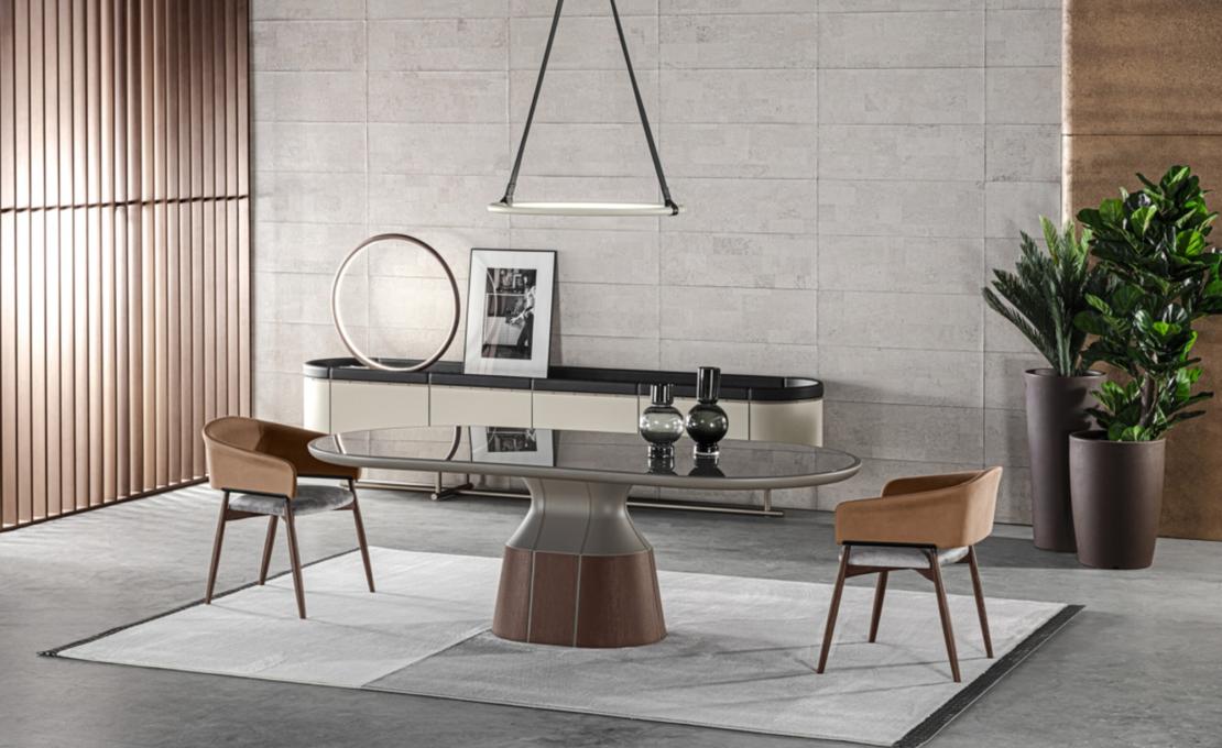 Обеденный стол круглый Canazei от фабрики Meroni Colzani