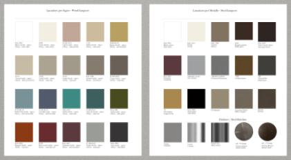 Фотографии образцов отделок и возможных цветов фабрики Alivar