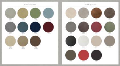 Фотографии образцов отделок и возможных цветов фабрики Alivar