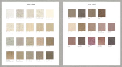 Фотографии образцов отделок и возможных цветов фабрики Alivar