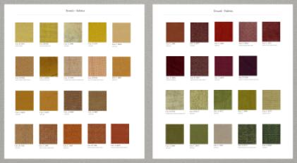 Фотографии образцов отделок и возможных цветов фабрики Alivar