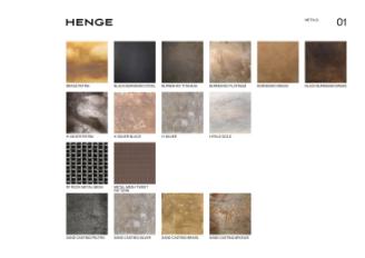 Фотографии образцов отделок и возможных цветов фабрики Henge