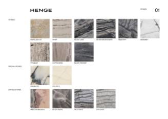 Фотографии образцов отделок и возможных цветов фабрики Henge