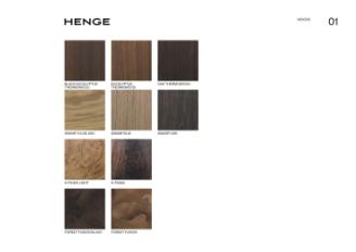 Фотографии образцов отделок и возможных цветов фабрики Henge