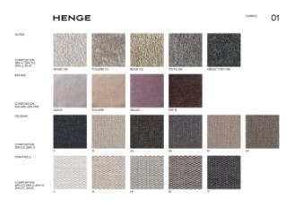 Фотографии образцов отделок и возможных цветов фабрики Henge