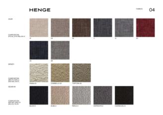 Фотографии образцов отделок и возможных цветов фабрики Henge