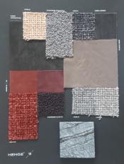Фотографии образцов отделок и возможных цветов фабрики Henge
