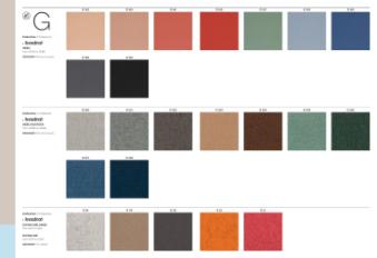 Фотографии образцов отделок и возможных цветов фабрики Pedrali