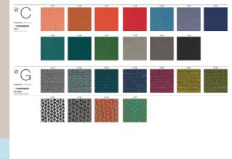 Фотографии образцов отделок и возможных цветов фабрики Pedrali