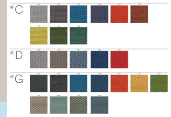 Фотографии образцов отделок и возможных цветов фабрики Pedrali