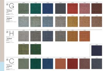 Фотографии образцов отделок и возможных цветов фабрики Pedrali