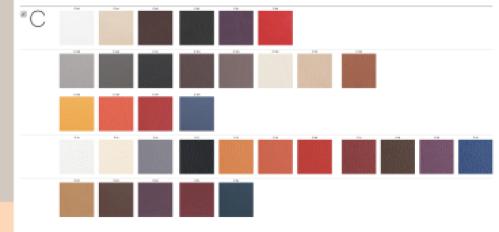 Фотографии образцов отделок и возможных цветов фабрики Pedrali