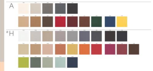 Фотографии образцов отделок и возможных цветов фабрики Pedrali