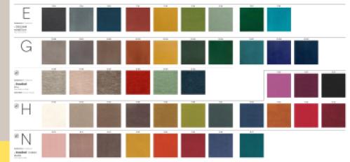 Фотографии образцов отделок и возможных цветов фабрики Pedrali