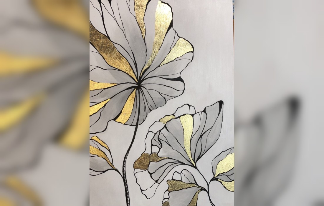 Картина постер - холст акрил поталь 70 х 50 Flowers