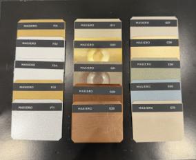 Фотографии образцов отделок и возможных цветов фабрики Masiero