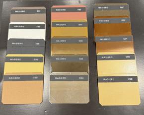Фотографии образцов отделок и возможных цветов фабрики Masiero