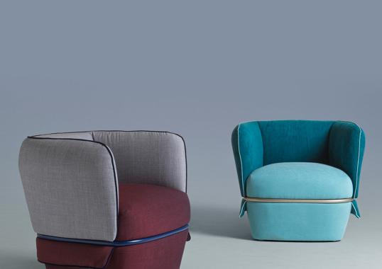 Кресло My Home Chemise Burgundy-Gray image 2