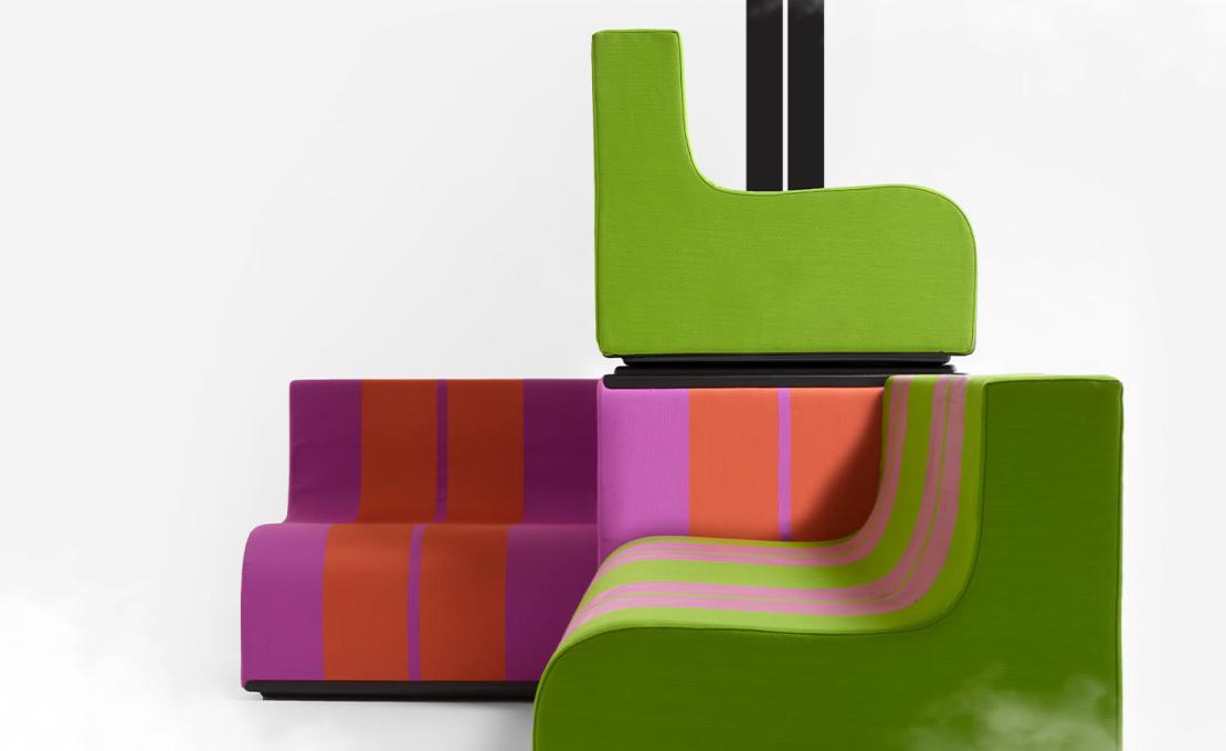 Кресло для отдыха от фабрики Poltronova модель Sofo Green and Pink