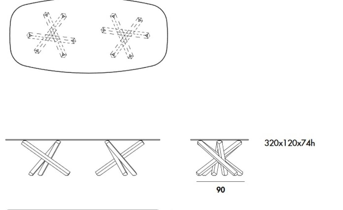 Стол от фабрики Sovet Italia модель Aikido Two Bases Table