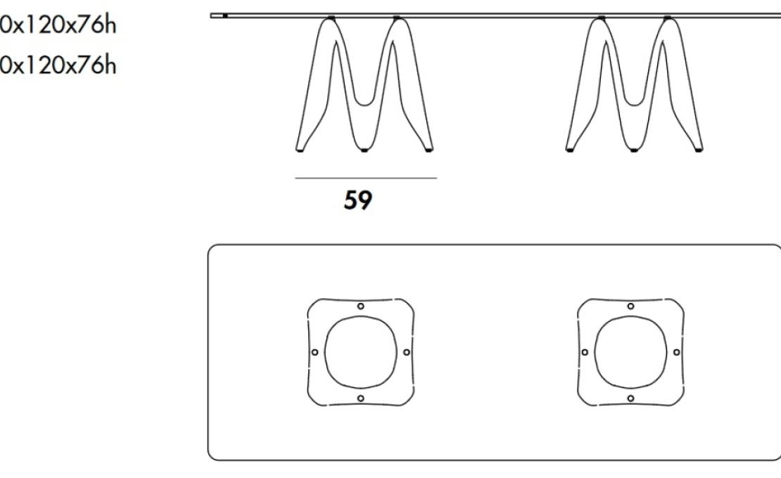 Стол от фабрики Sovet Italia модель Lambda Two Bases Table